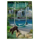 世界の海と川、湖、スポーツ活動 ミディアムペーパーバッグ (裏面)