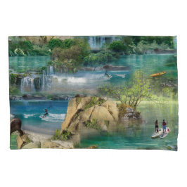 世界の海と川、湖、スポーツ活動 枕カバー