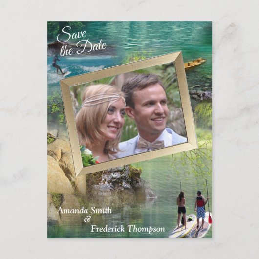 世界の海と川、湖、スポーツ活動 案内ポストカード (正面)