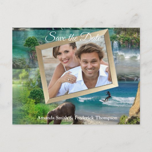 世界の海と川、湖、スポーツ活動 案内ポストカード (正面)