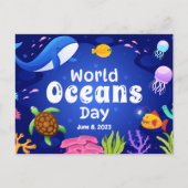世界の海の日6月8日2023カメの魚クラゲ ポストカード (正面)