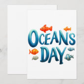世界の海の日 – 海の日の魚とのお祝い シーズンカード (正面/裏面)