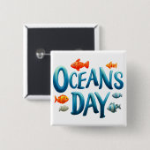 世界の海の日 – 海の日の魚とのお祝い 缶バッジ (正面&裏面)