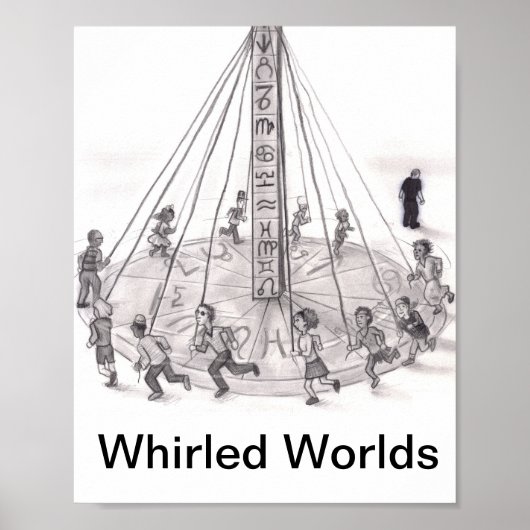 世界の渦巻き。人走々ののまわりに占星術 ポスター (正面)