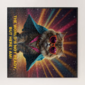 世界の準備ができていない – 自信ある猫ユーモアのデザイン ジグソーパズル (横)