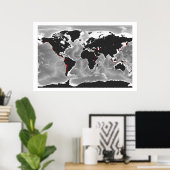 世界の火山 – Miller Projection ポスター (ホームオフィス)