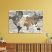 世界の灰色の石の地図 キャンバスプリント (インサイチュ (リビング))