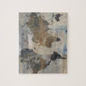 世界の灰色の石造りの地図 ジグソーパズル (縦)