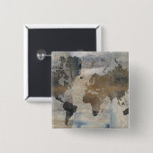 世界の灰色の石造りの地図 缶バッジ (正面&裏面)