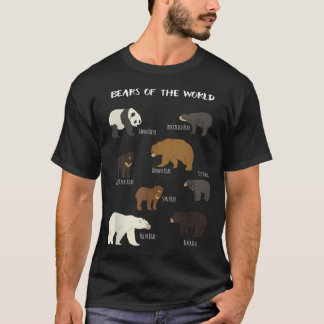 世界の熊 グリズリー パンダ 熊 黒 Tシャツ