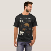 世界の熊 グリズリー パンダ 熊 黒 Tシャツ (正面フル)