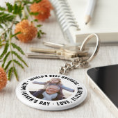 世界の父最高の父の日の写真のギフト キーホルダー (側面)