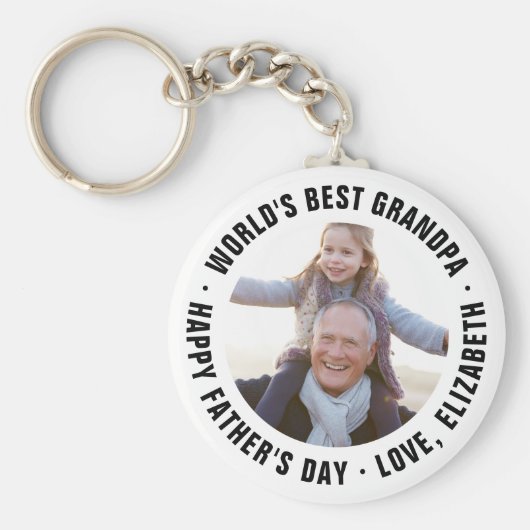 世界の父最高の父の日の写真のギフト キーホルダー (正面)