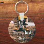 世界の父最高の父の日の誕生日贈り物 キーホルダー (正面)