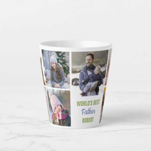 世界の父親インスタグラ最高のムの写真のコラージュ名 カフェラテマグ (正面)