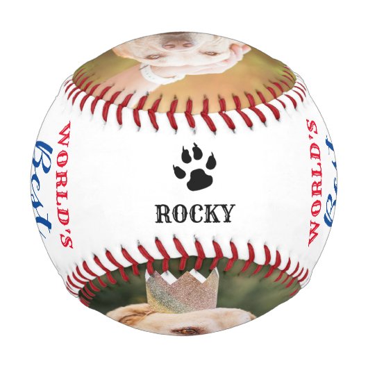 世界の犬のパパ最高の引用文、フォトコラージュ犬の恋人 野球ボール (裏面)