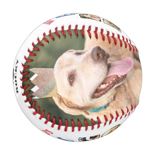 世界の犬のパパ最高の引用文、フォトコラージュ犬の恋人 野球ボール (正面左)