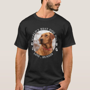世界の犬の最高のパパの足跡がペットカスタム写真に Tシャツ