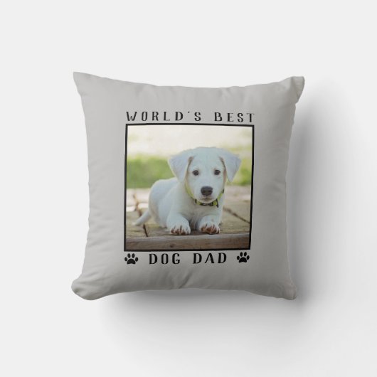 世界の犬の最高のパパポートがペットのフォトグレーをプリント クッション (正面)