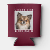 世界の犬の最高のパパポートがペットの写真バーガンディをプリント 缶クーラー (正面)