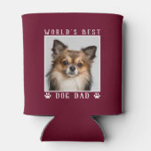 世界の犬の最高のパパポートがペットの写真バーガンディをプリント 缶クーラー (裏面)