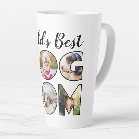 世界の犬の最高の母の引用文6写真コラージコーヒー カフェラテマグ (右アングル)