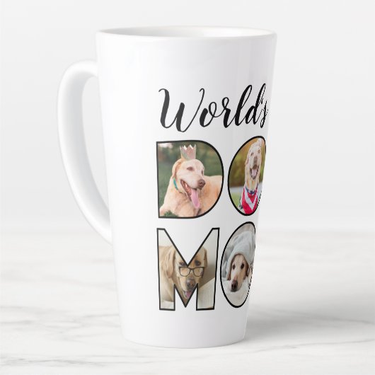 世界の犬の最高の母の引用文6写真コラージコーヒー カフェラテマグ (左アングル)