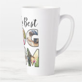 世界の犬の最高の母の引用文6写真コラージコーヒー カフェラテマグ (右)