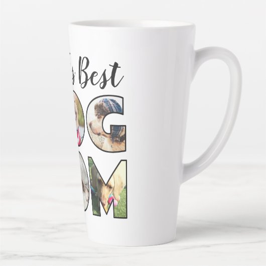 世界の犬の最高の母の引用文6写真コラージコーヒー カフェラテマグ (右)