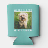 世界の犬の最高の母の手が写真のティール（緑がかった色）を印刷 缶クーラー (裏面)