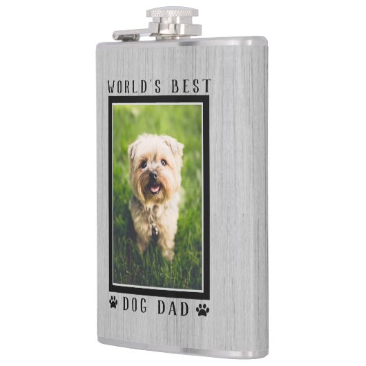 世界の犬最高ののパパポートがフォトウッドを素朴プリント フラスク (左)