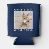 世界の犬最高ののパパポートがペットの写真をプリント海軍 缶クーラー (正面)