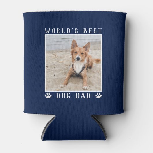 世界の犬最高ののパパポートがペットの写真をプリント海軍 缶クーラー (正面)