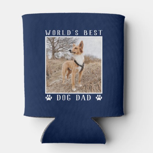 世界の犬最高ののパパポートがペットの写真をプリント海軍 缶クーラー (裏面)