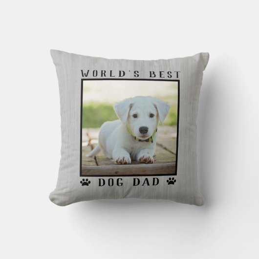 世界の犬最高ののパパポートがペットの写真をプリント素朴 クッション (正面)