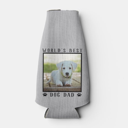 世界の犬最高ののパパポートがペットの写真をプリント素朴 ボトルクーラー (正面)