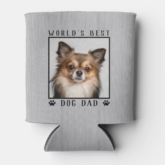 世界の犬最高ののパパポートがペットの写真をプリント素朴 缶クーラー (正面)