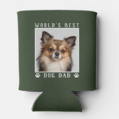 世界の犬最高ののパパポートがペットの写真を緑にプリント 缶クーラー (裏面)