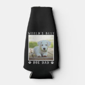 世界の犬最高ののパパポートがペットの写真を黒にプリント ボトルクーラー (正面)