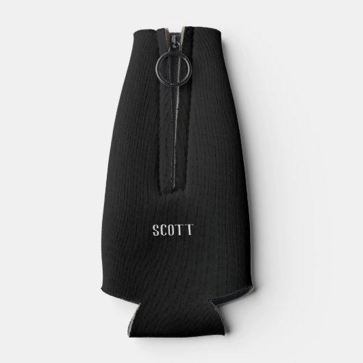 世界の犬最高ののパパポートがペットの写真を黒にプリント ボトルクーラー (裏面)