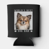 世界の犬最高ののパパポートがペットの写真を黒にプリント 缶クーラー (裏面)