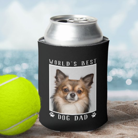 世界の犬最高ののパパポートがペットの写真を黒にプリント 缶クーラー