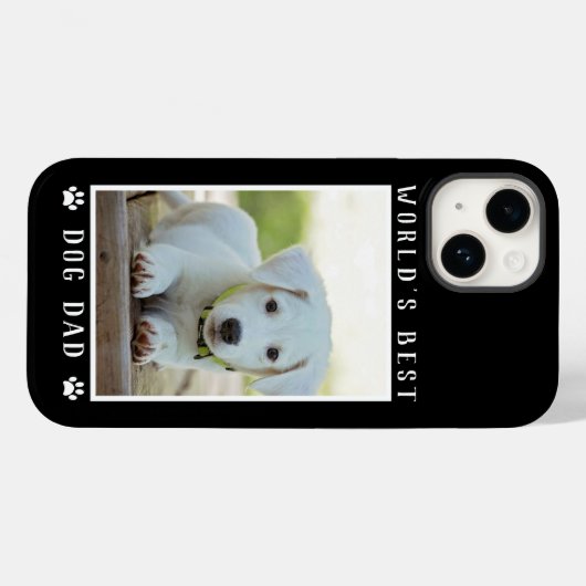 世界の犬最高ののパパポートがペットの写真を黒にプリント Case-Mate iPhoneケース (裏面 (横))