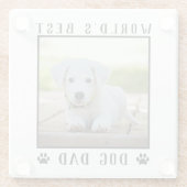 世界の犬最高ののパパポートがペットの写真フレームをプリント ガラスコースター (裏面)