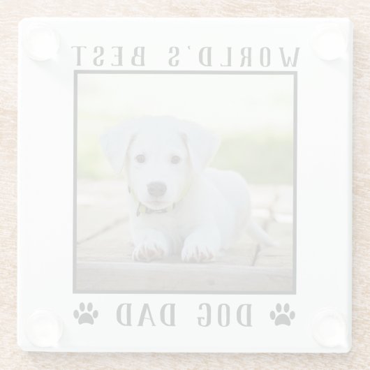世界の犬最高ののパパポートがペットの写真フレームをプリント ガラスコースター (裏面)