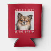 世界の犬最高ののパパポートがペットの写真レッドをプリント 缶クーラー (正面)