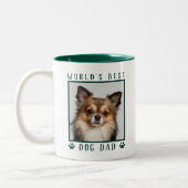 世界の犬最高ののパパポートがペットフォトグリーンをプリント ツートーンマグカップ (左)