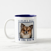 世界の犬最高ののパパポートがペット写真海軍をプリント ツートーンマグカップ (左)