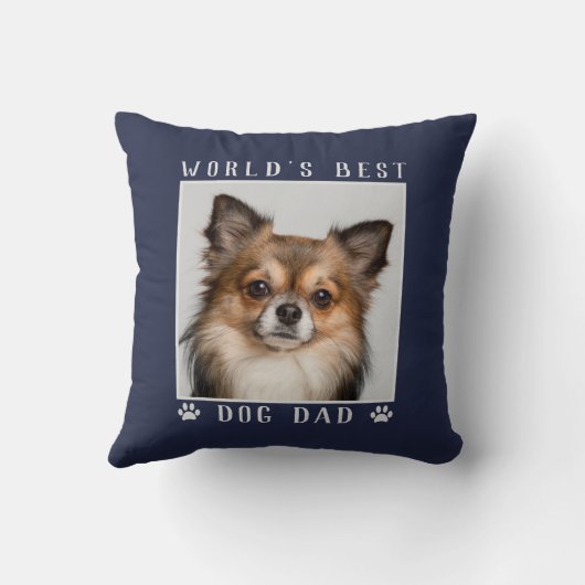 世界の犬最高ののパパポートが海軍でペットの写真をプリント クッション (裏面)