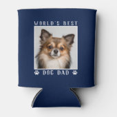 世界の犬最高ののパパポートが海軍でペットの写真をプリント 缶クーラー (正面)